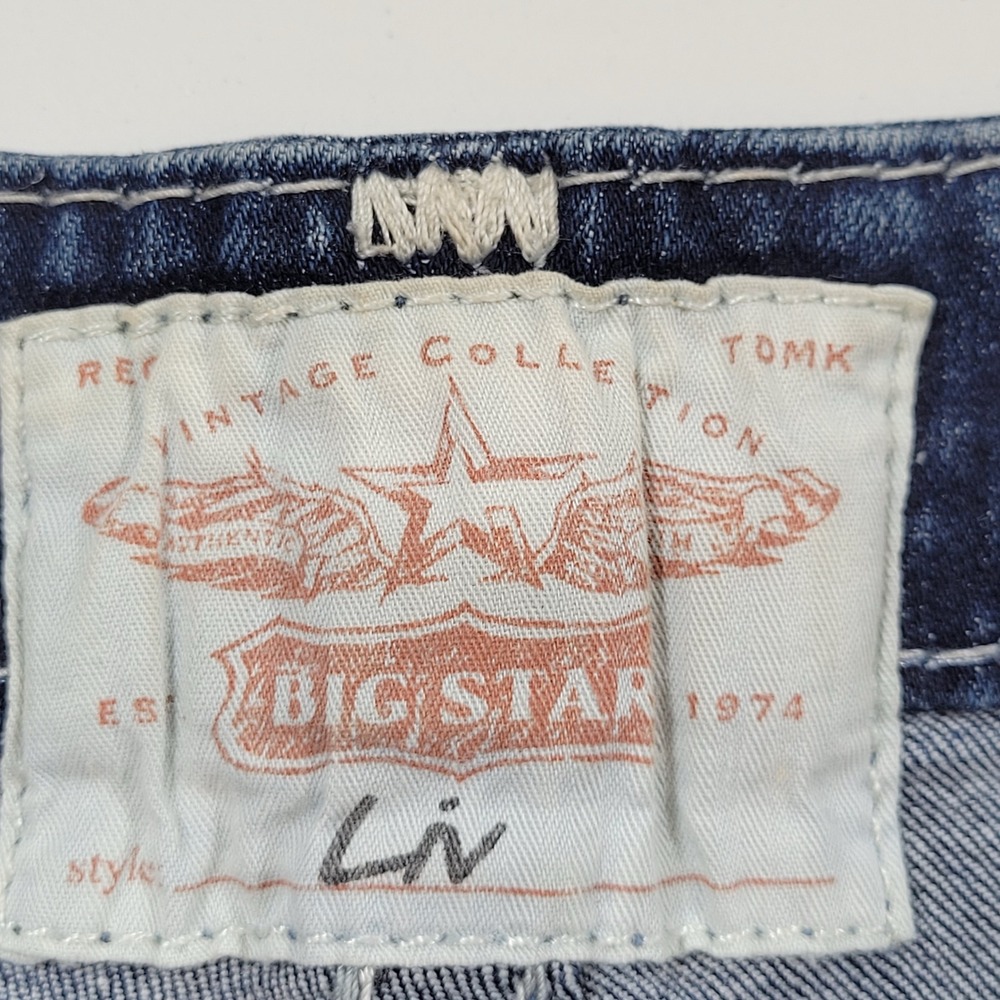 Big Star Liv Jean Shorts Women 28 Blue Excellent Acid Wash Distressed Frayed Hem - Picture 5 of 8